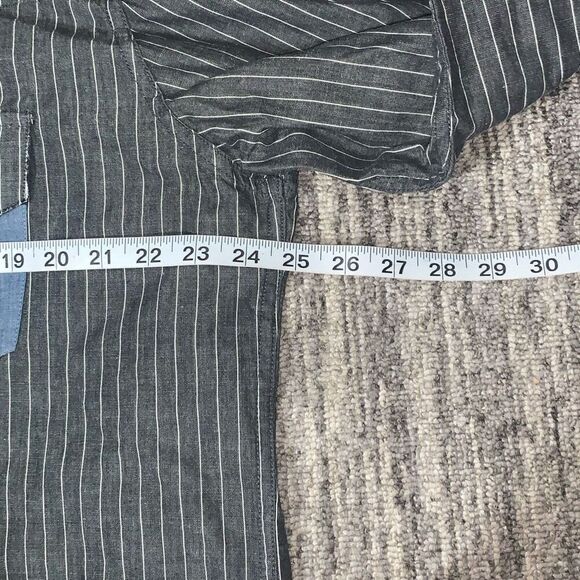 Vintage Tommy Hilfiger Red Label Denim Mens XL Black Pinstripe Button Down Shirt - Picture 6 of 8